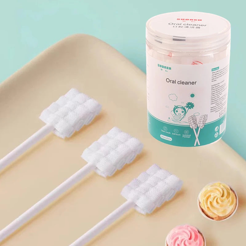 30 stks/doos Baby Tongreiniger Wegwerp Gaas Tandenborstel Papieren Staaf Orale Cleaner Borstel Voor Pasgeboren Mondverzorging Stok Tandheelkundige Zorg