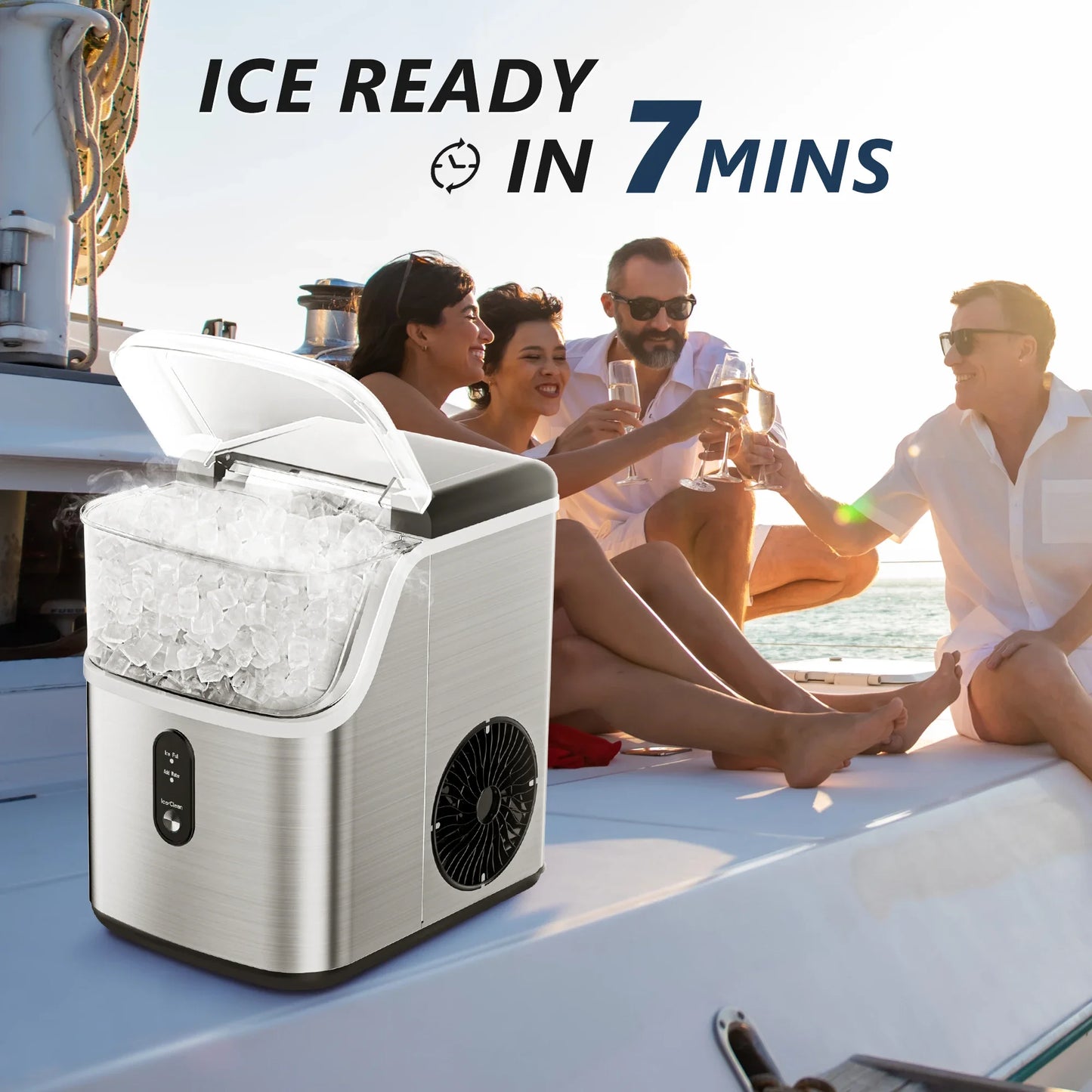 For Nugget Ice Maker Countertop,34lbs Per Day,Portable Ice Maker Machine with with Basket and Scoop, Self-Cleaning
