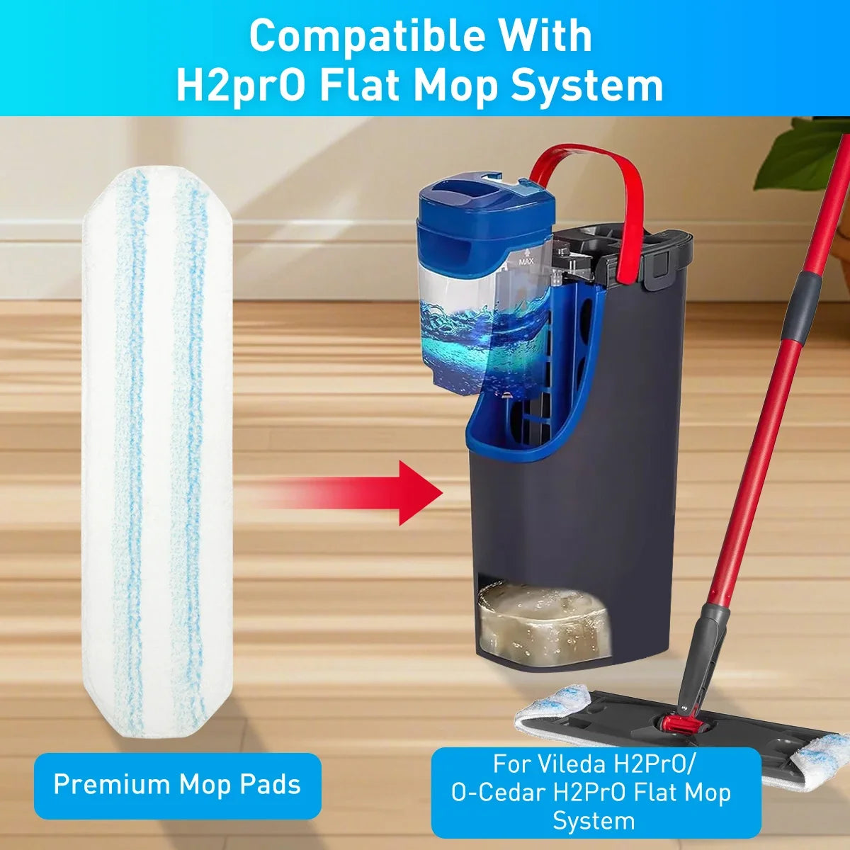 4/8 Pcs Replacement Rags for Vileda H2prO/O-Cedar H2prO Flat Mop System,Washable Reusable Microfiber Mop Pad