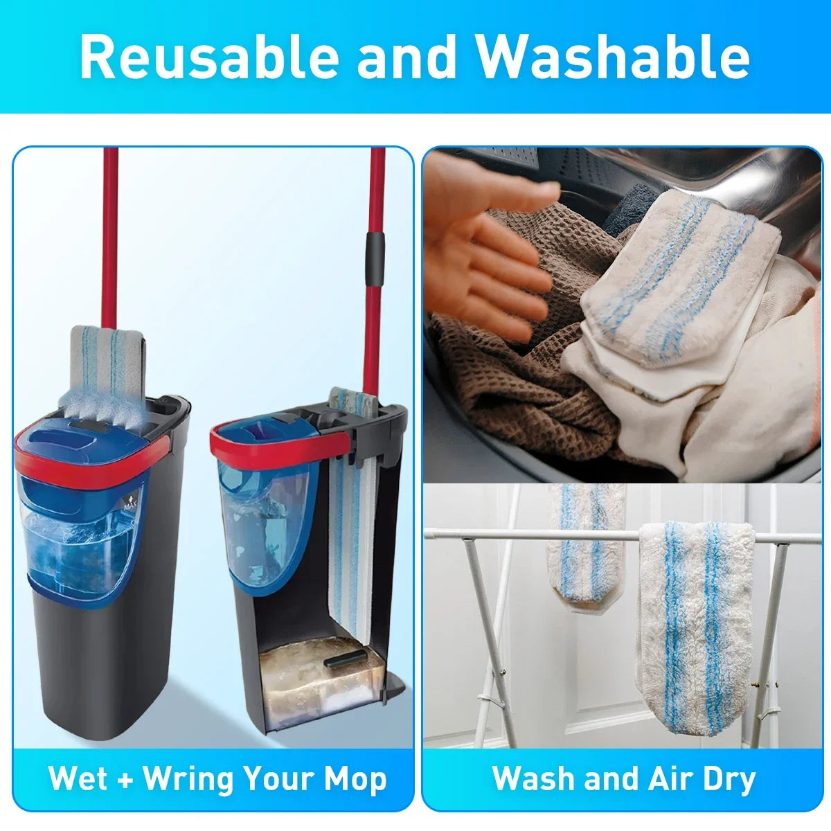 4/8 Pcs Replacement Rags for Vileda H2prO/O-Cedar H2prO Flat Mop System,Washable Reusable Microfiber Mop Pad