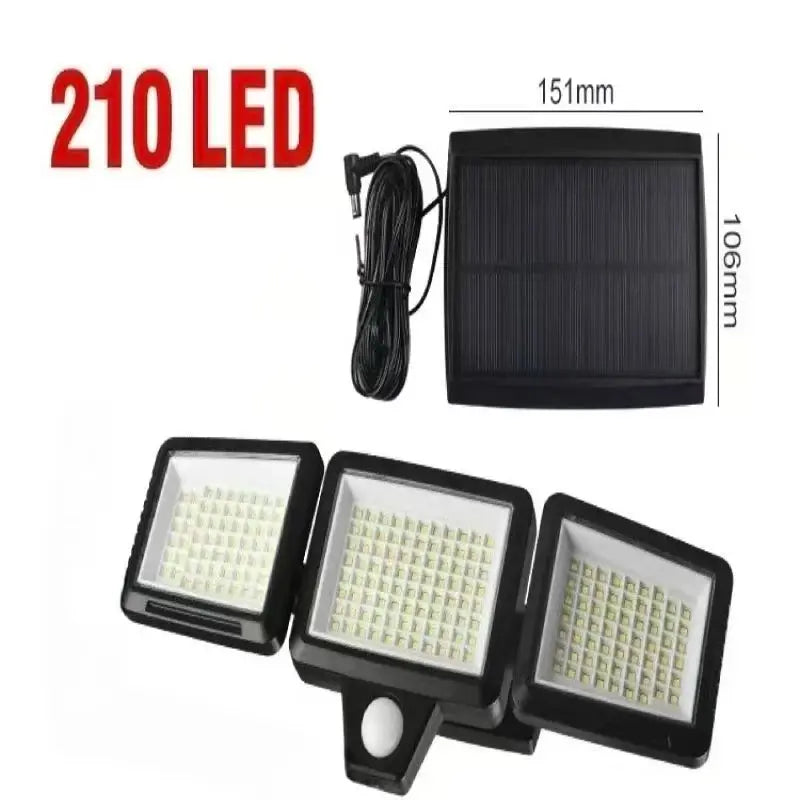 Outdoor Solar Lamp Body Induction Lamp Black Plastic Waterproof 210 LED Home Party Four-Side Lighting Wall Lamp