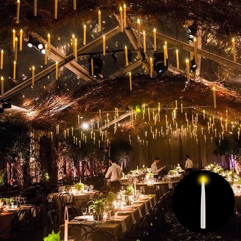 Floating Candles with Magic Wand Flickering Warm Light LED Flameless Candle Taper Candles for Christmas/Wedding/Party/Halloween