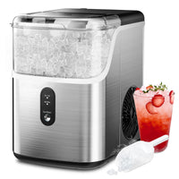 For Nugget Ice Maker Countertop,34lbs Per Day,Portable Ice Maker Machine with with Basket and Scoop, Self-Cleaning