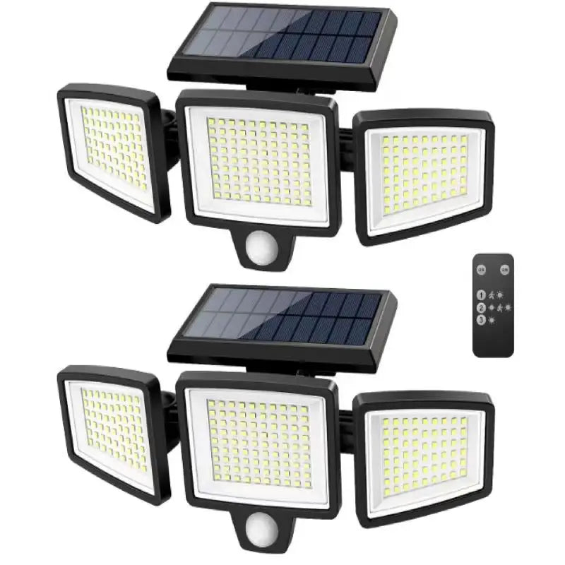 Outdoor Solar Lamp Body Induction Lamp Black Plastic Waterproof 210 LED Home Party Four-Side Lighting Wall Lamp