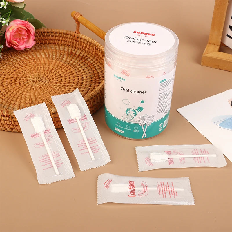 30 stks/doos Baby Tongreiniger Wegwerp Gaas Tandenborstel Papieren Staaf Orale Cleaner Borstel Voor Pasgeboren Mondverzorging Stok Tandheelkundige Zorg