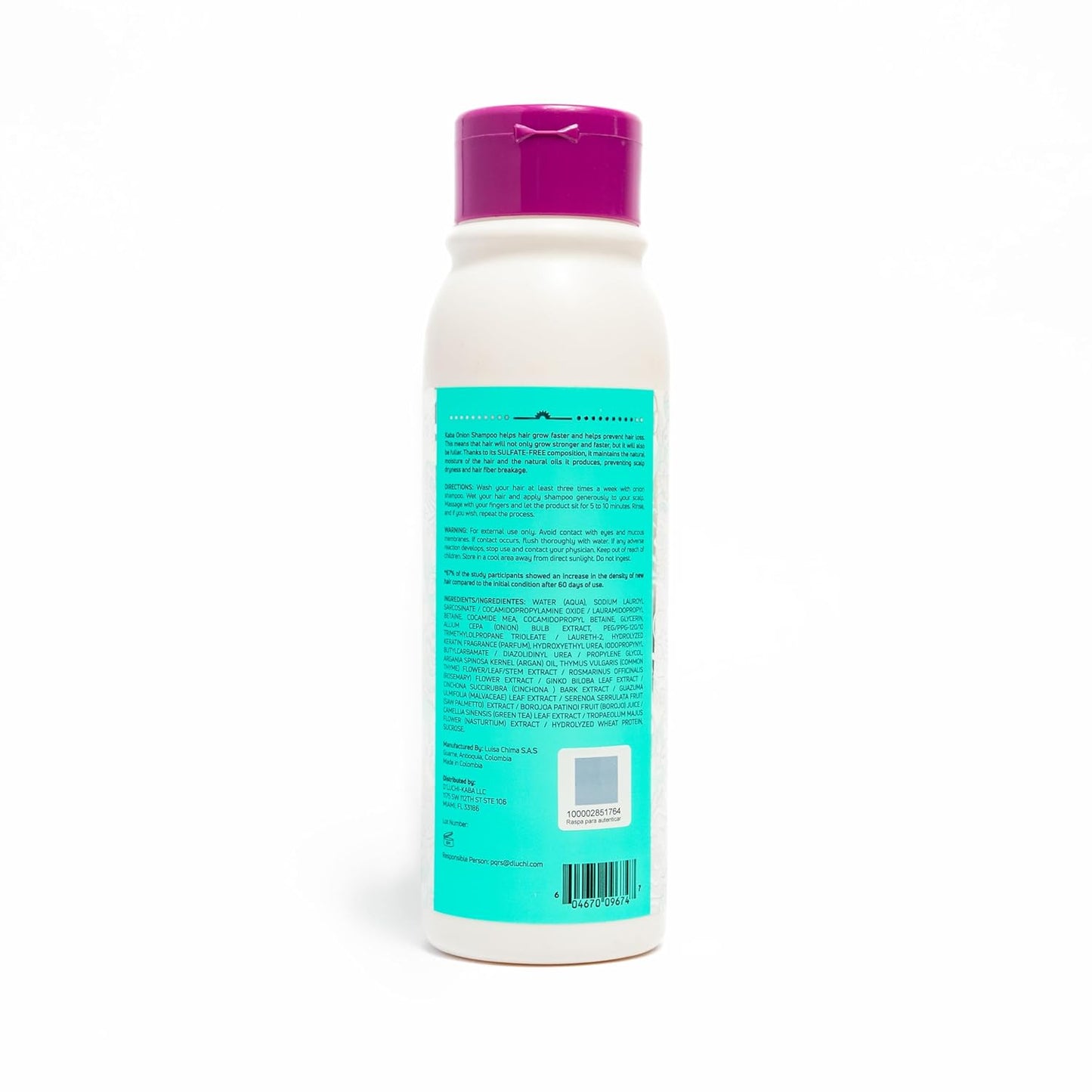 Kaba Onion Shampoo de Cebolla for Hair Growth, Sulfate-Free, Paraben-Free, Stimulates Hair Regrowth, Reduces Hair Loss, Deep Scalp Cleanse, All Hair Types - 500 ML