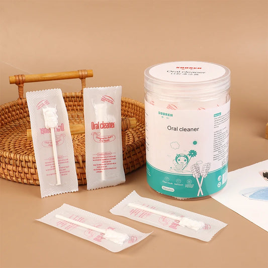 30 stks/doos Baby Tongreiniger Wegwerp Gaas Tandenborstel Papieren Staaf Orale Cleaner Borstel Voor Pasgeboren Mondverzorging Stok Tandheelkundige Zorg