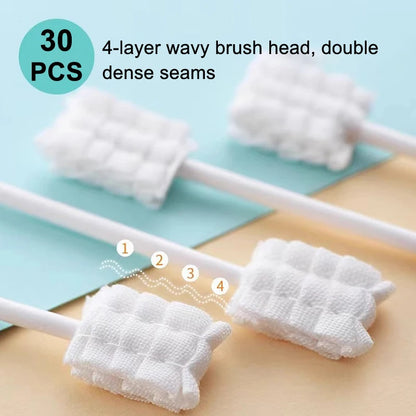 30 stks/doos Baby Tongreiniger Wegwerp Gaas Tandenborstel Papieren Staaf Orale Cleaner Borstel Voor Pasgeboren Mondverzorging Stok Tandheelkundige Zorg